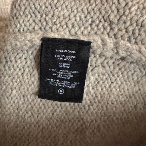 Theory Long Textured Button Soft Wool Blend Cardigan Stone Gray Tan sz P $495 - Picture 7 of 9